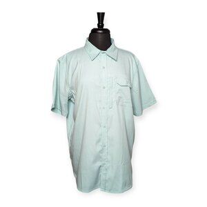 NWT Mountain and Isles Light Teal Short Sleeve Button Front Shirt Size Large